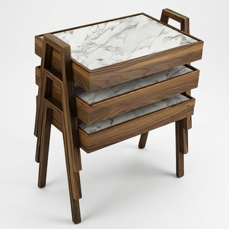 Elegantes braunes Holz Couchtisch-Set im stilvollen Design