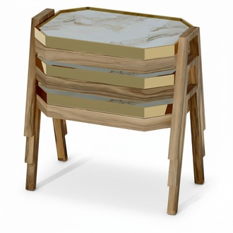 Elegantes braunes Holz Couchtisch-Set modern und stilvoll