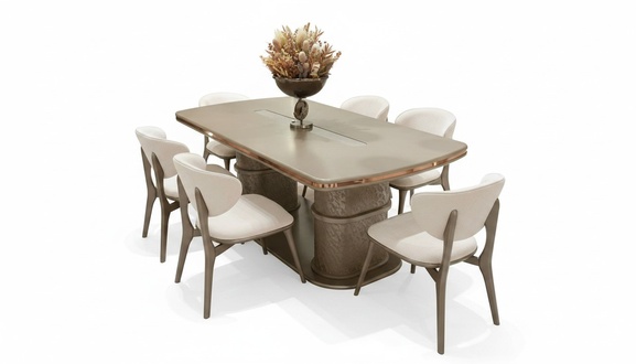 Elegantes Esszimmer-Set aus Holz in Beige mit stilvollem Design