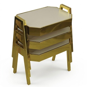 Elegantes Gold Holz Couchtisch-Set stilvoll und langlebig