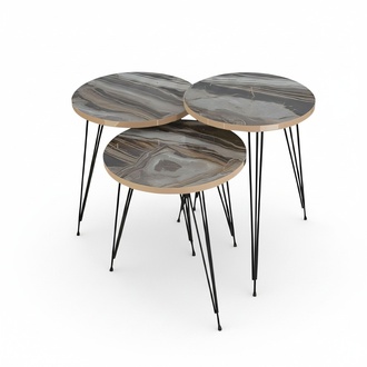 Elegantes graues Couchtisch-Set aus Holz und Metall