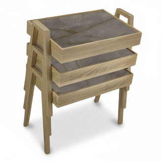 Elegantes graues Couchtisch-Set aus Holz im modernen Stil
