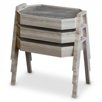 Elegantes graues Couchtisch-Set aus Holz im modernen Stil