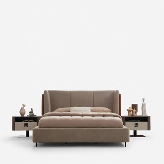 Elegantes Schlafzimmer-Set aus Holz in Beige mit modernem Design