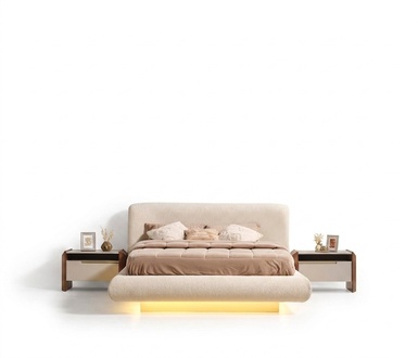 Elegantes Schlafzimmer-Set aus Holz in Beige mit modernem Design