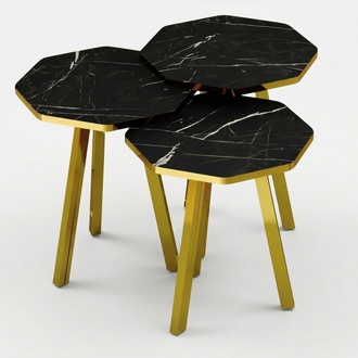 Elegantes schwarzes Couchtisch-Set aus Holz und Metall