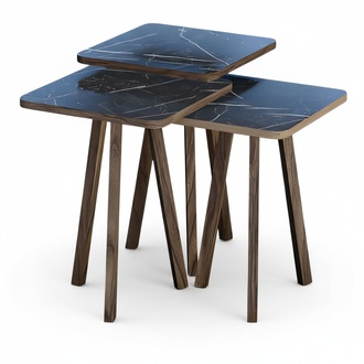 Elegantes schwarzes Couchtisch-Set aus Holz im modernen Stil