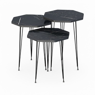 Elegantes schwarzes Couchtisch-Set aus Holz und Metall