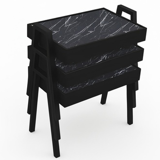 Elegantes schwarzes Couchtisch-Set aus Holz im modernen Design