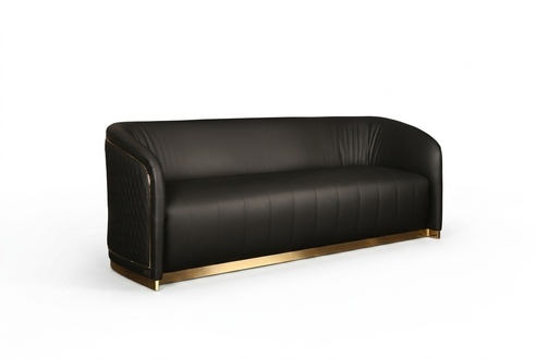 Elegantes schwarzes Leder 3-Sitzer Sofa modernes Design