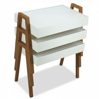 Elegantes weißes Couchtisch-Set aus Holz im modernen Stil