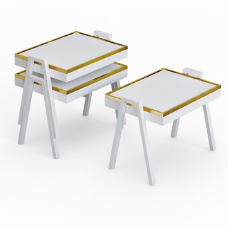 Elegantes weißes Couchtisch-Set aus Holz im modernen Stil