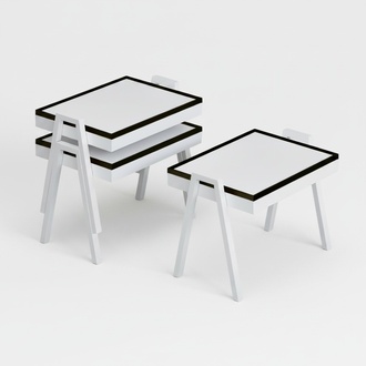 Elegantes weißes Couchtisch-Set aus Holz modernes Design