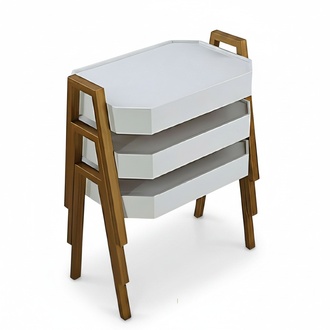 Elegantes weißes Couchtisch-Set aus Holz im modernen Stil