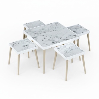Elegantes weißes Wohnzimmer-Set aus Holz im modernen Stil