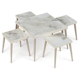 Elegantes Wohnzimmer-Set aus Holz in Beige mit modernem Design