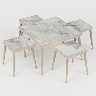 Elegantes Wohnzimmer-Set in Beige aus Holz und MDF