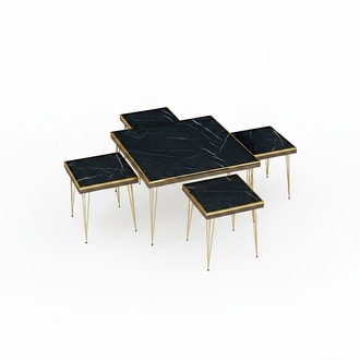 Elegantes Wohnzimmer-Set Schwarz MDF Edelstahl modern
