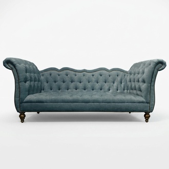 Englisches Luxus Sofa Chesterfield Bunte Textil Couch Turkis Blaue Grüne