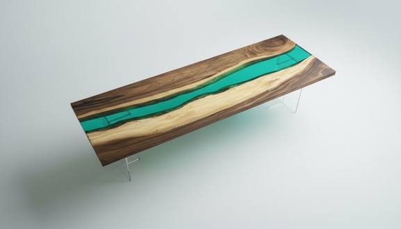 Epoxidharz Esstisch River Tisch Echtes Holz Massiv Tische 220x90 Flusstisch Neu