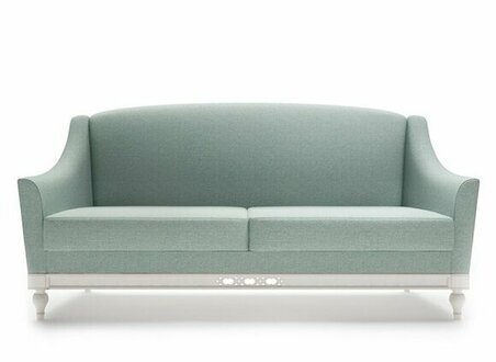 Chippendale Sofa 3 Sitzer Landhaus Stoffsofa mit Holz Designer Garnitur FL-3Siz