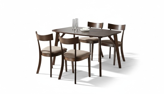 Ess Tisch Garnitur Designer Tische + 4x Stuhl Set Echt Holz Komplett Set