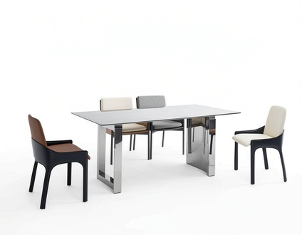 Essgruppe Designer 4x Stühle Moderne Sitzgruppe Luxus Rechteckiger Tisch