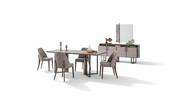 Essgruppe Essecke Esstisch Stühle Holz Grau Esszimmer 9tlg Anrichte