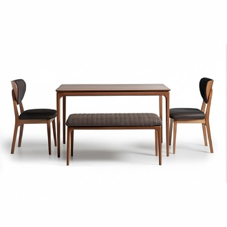 Essgruppe Essecke Garnitur Holz Esszimmer Esstisch Stühle 5tlg Braun