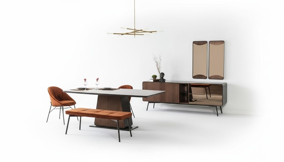 Essgruppe Esszimmer Esstisch Stühle Sideboard Set 10tlg Holz Braun Neu