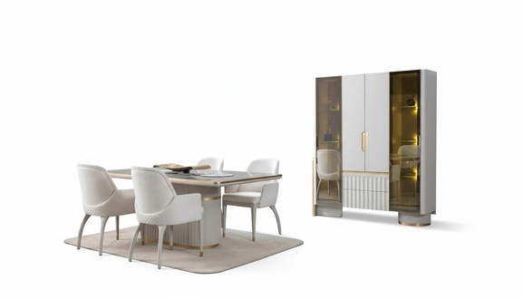 Esstisch 4x Stühle Vitrine Mit Beleuchtung Edelstahl Esszimmer Komplett 6tlg