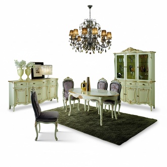 Esstisch 5 Stühle Komplettes Esszimmer Garnitur 6tlg Holz Italienische Möbel Neu