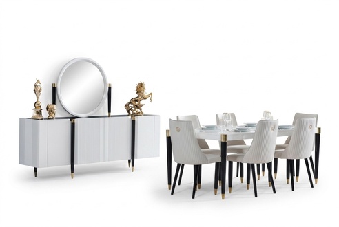 Esstisch 6 Stühle Kommode Spiegel Komplettes Esszimmer Garnitur 9tlg Neu Set