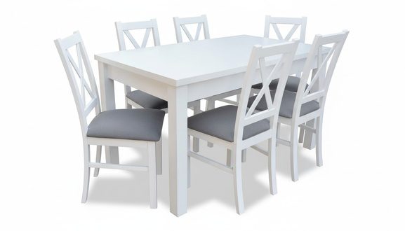 Klassische Essgruppe: Esstisch mit 6 passenden Stühlen Sofort