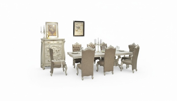 Esstisch + 8x Stühle Esszimmer Set Essgruppe Garnitur Tisch Stuhl Tische Barock