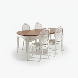 Esstisch Garnitur Ovaler Tisch Essgruppe Esstisch mit 4x Stühle Esszimmer