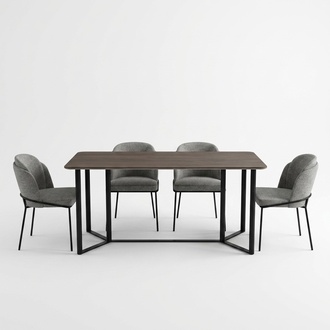 Esszimmer Essecke Essgruppe Esstisch Set 7tlg Holz Braun Stühle Modern