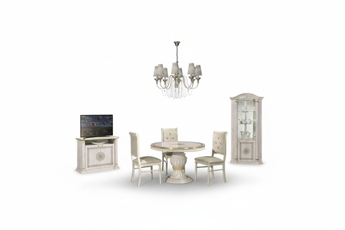 Esszimmer Esstisch Stuhl RTV Eckvitrine Gruppe Garnitut Holz Tisch Set 6tlg.
