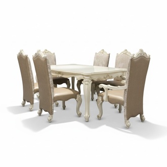 Esszimmer Garnitur 7tlg Barock Rokoko Tisch 6x Stühle Stuhl Gruppe Geschnitzt
