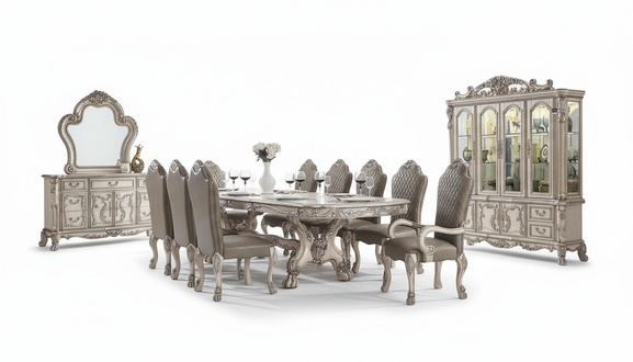 Esszimmer Komplette Garnitur Tisch Anrichte 10x Stuhl Set Vitrine Barock 14tlg.