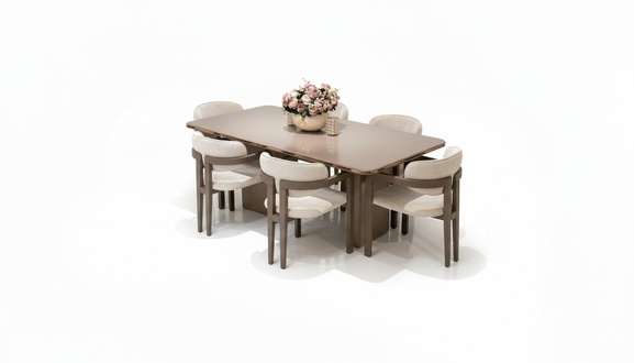 Esszimmer-Set aus Holz in Beige modern elegant mit Esstisch