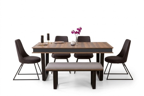 Esszimmer Set Esstisch 4х Stühle Bank Sideboard Essgruppe 3x Spiegel 10tlg