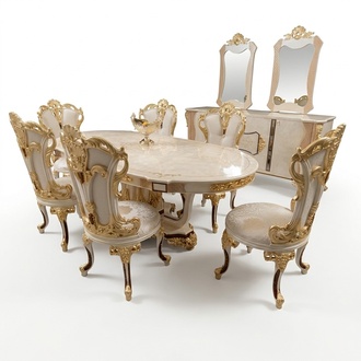 Esszimmer Luxus Set Stuhl 6x Essgruppe Garnitur Lehnstühle Anrichte
