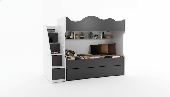 Etagenbett Bett Kinderbett Kindermöbel Grau Garnitur Moderne Kinder
