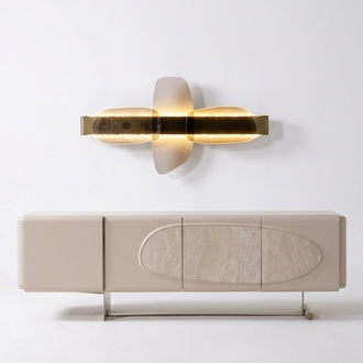 Exklusiv Kommode mit Spiegel Beige Modern Spiegelkommode Sideboard Esszimmer