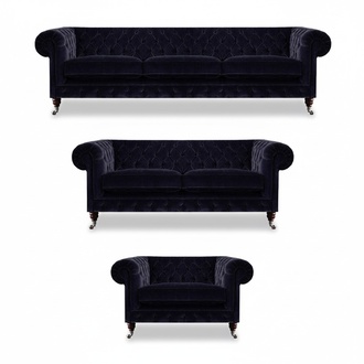 Exklusive Chesterfield Sofas Designer Dreisitzer 2-Sitzer Textilsessel