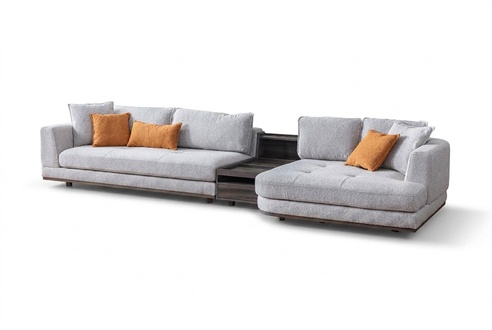 Exklusive Ecksofa L - Form Grau Wohnzimmer Eckgarnitur Couch Sofa Polster