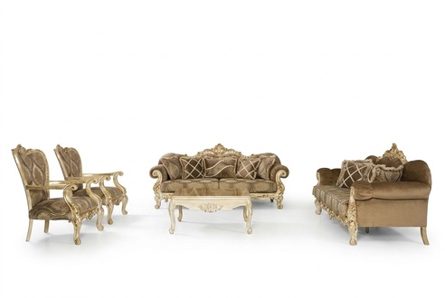 Exklusive Sofagarnitur Braune Couch Barock Rokoko Tisch 5tlg. Sofa