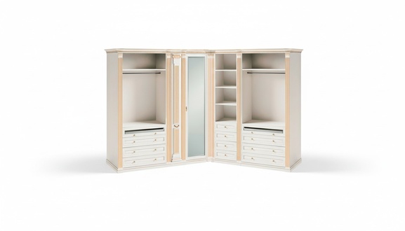 Exklusiver Weißer Eckschrank Designer Schlafzimmermöbel Luxus Massivholz
