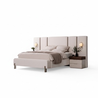 Exklusives Schlafzimmer Set Designer Polster Bett 2x Nachttische 3tlg
